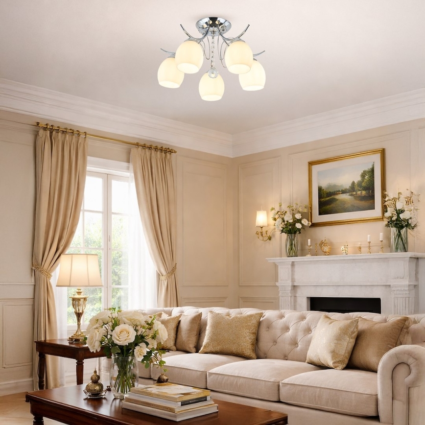 Piestiprināma griestu lampa ELLA 5xE27/15W/230V pulēts hroms