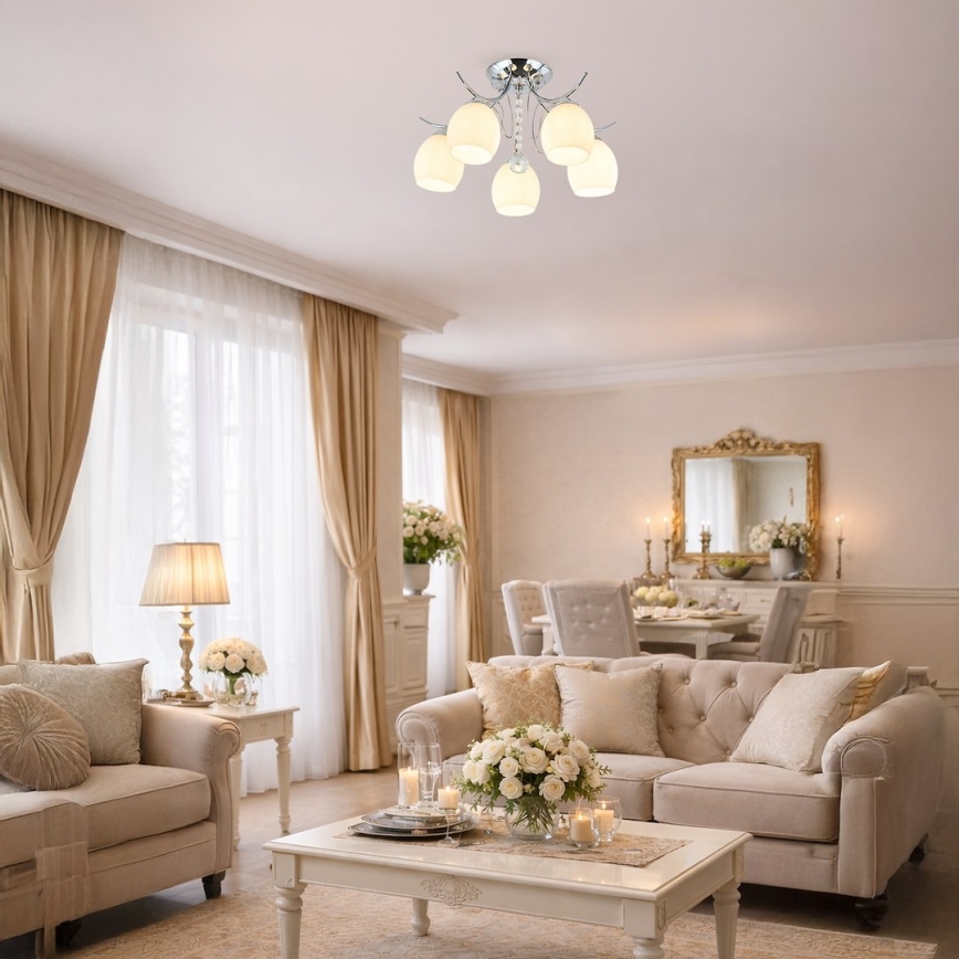 Piestiprināma griestu lampa ELLA 5xE27/15W/230V pulēts hroms