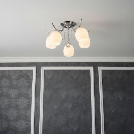 Piestiprināma griestu lampa ELLA 5xE27/15W/230V pulēts hroms