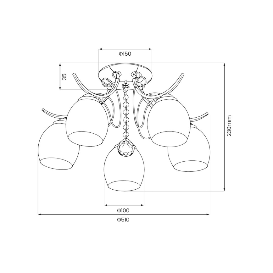 Piestiprināma griestu lampa ELLA 5xE27/15W/230V pulēts hroms