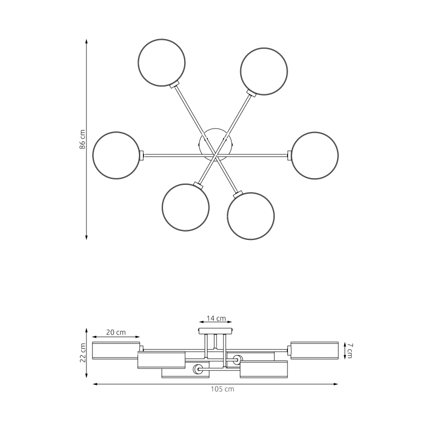 Piestiprināma griestu lampa MAGA 6xE14/10W/230V, bēša