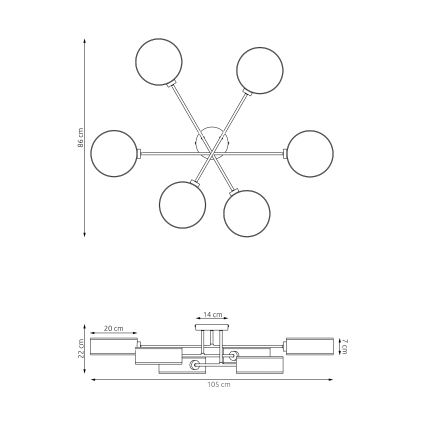 Piestiprināma griestu lampa MAGA 6xE14/10W/230V pelēka