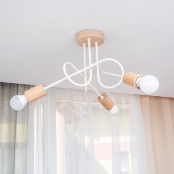 Piestiprināma griestu lampa OXFORD 3xE27/15W/230V priede/krēmkrāsa