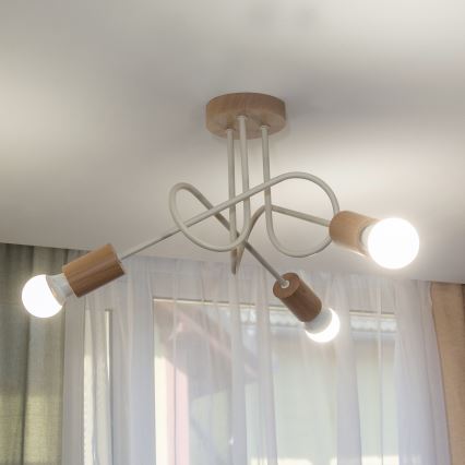 Piestiprināma griestu lampa OXFORD 3xE27/15W/230V priede/krēmkrāsa