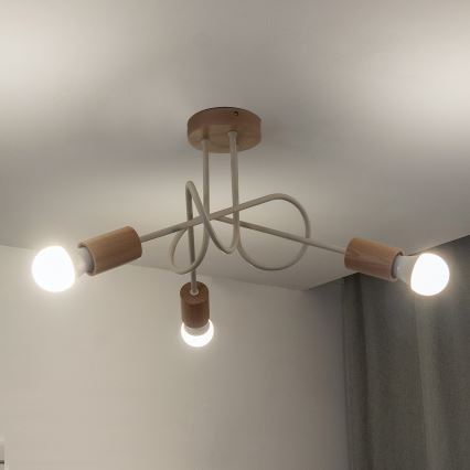 Piestiprināma griestu lampa OXFORD 3xE27/15W/230V priede/krēmkrāsa