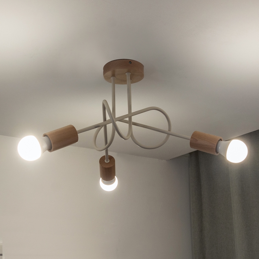 Piestiprināma griestu lampa OXFORD 3xE27/15W/230V priede/krēmkrāsa