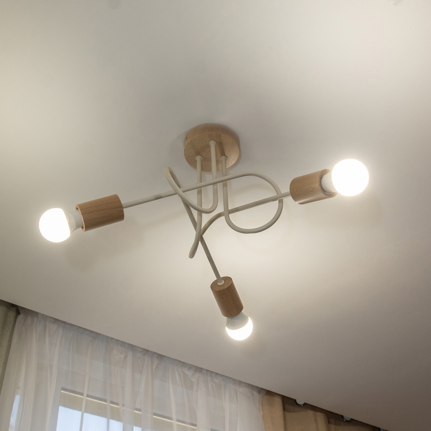 Piestiprināma griestu lampa OXFORD 3xE27/15W/230V priede/krēmkrāsa