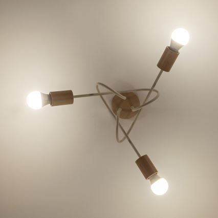 Piestiprināma griestu lampa OXFORD 3xE27/15W/230V priede/krēmkrāsa