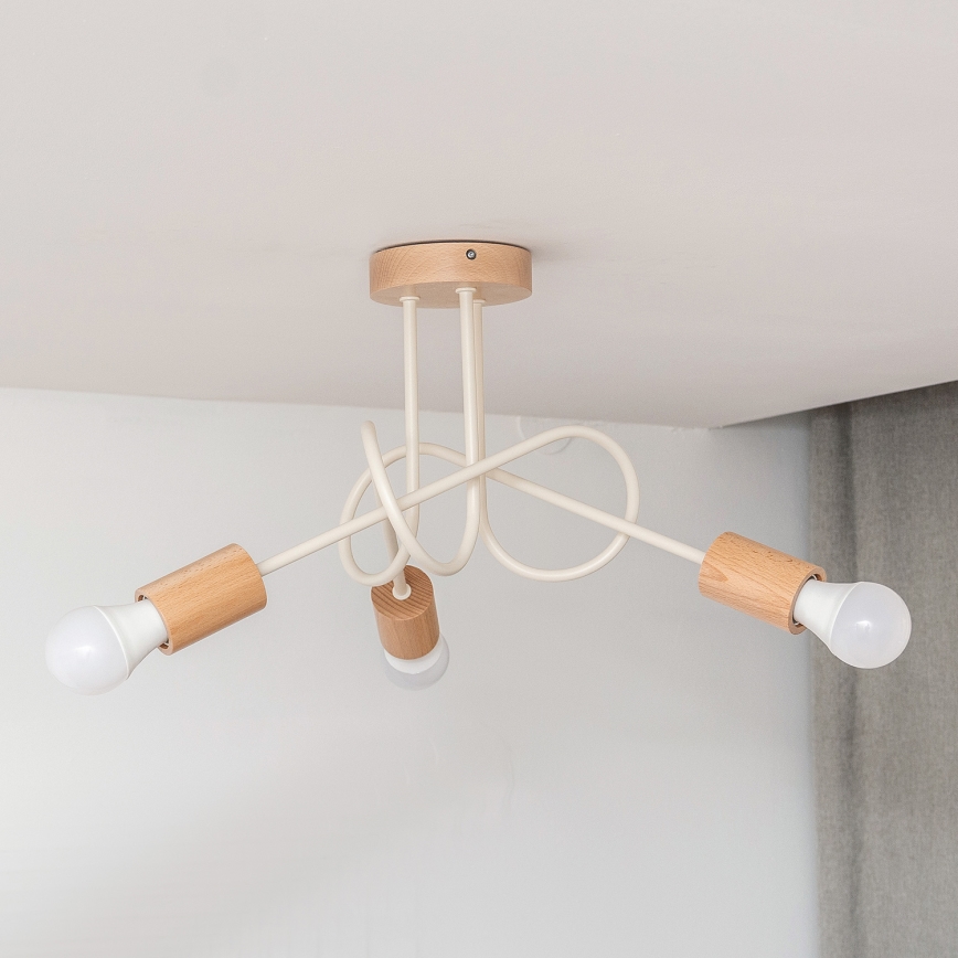 Piestiprināma griestu lampa OXFORD 3xE27/15W/230V priede/krēmkrāsa