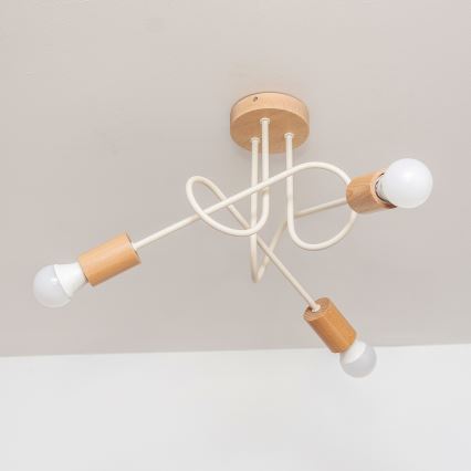 Piestiprināma griestu lampa OXFORD 3xE27/15W/230V priede/krēmkrāsa