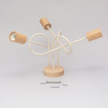 Piestiprināma griestu lampa OXFORD 3xE27/15W/230V priede/krēmkrāsa