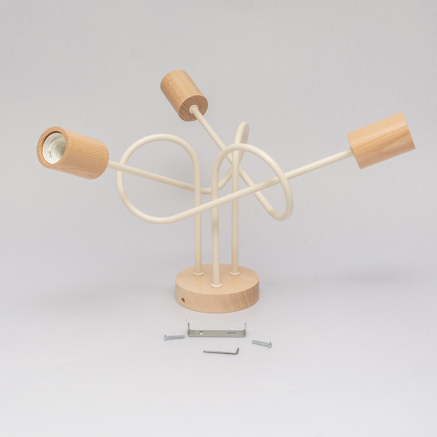 Piestiprināma griestu lampa OXFORD 3xE27/15W/230V priede/krēmkrāsa