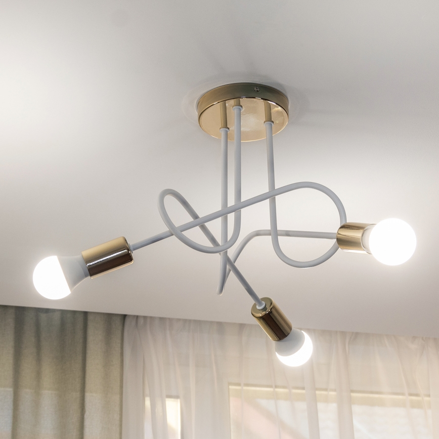 Piestiprināma griestu lampa OXFORD 3xE27/15W/230V zelta/balta