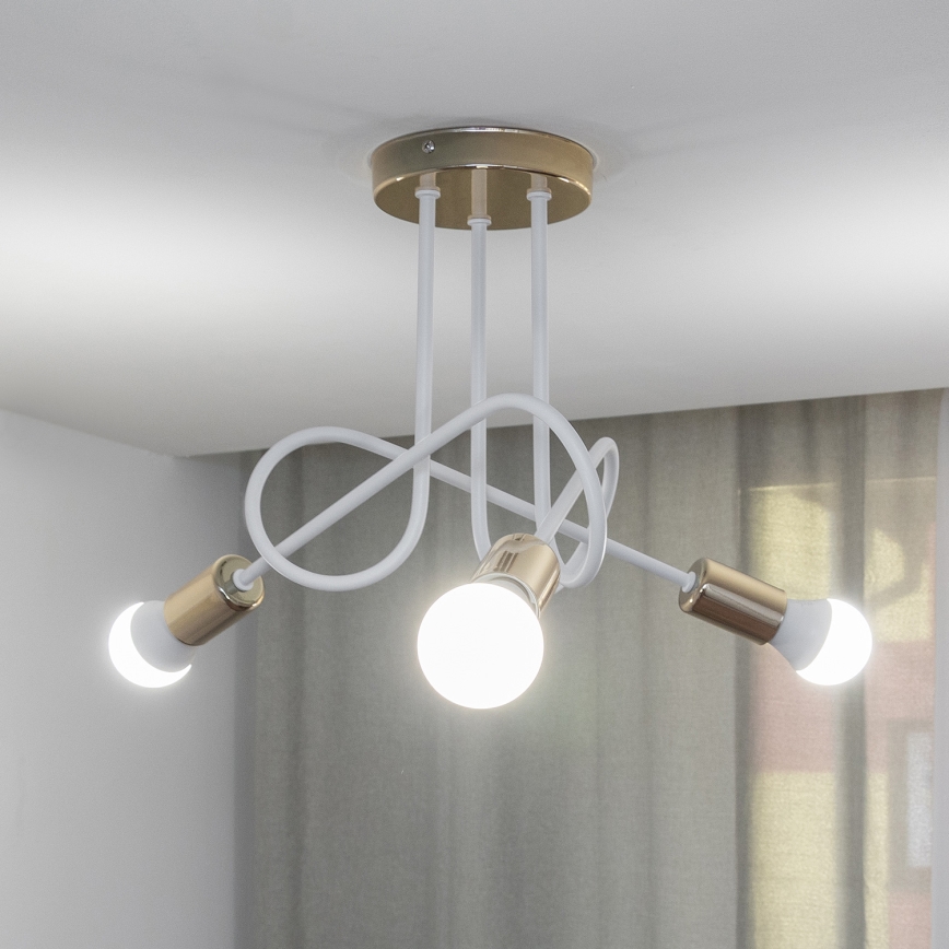 Piestiprināma griestu lampa OXFORD 3xE27/15W/230V zelta/balta