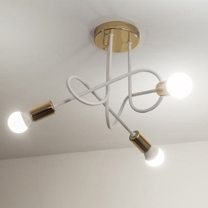 Piestiprināma griestu lampa OXFORD 3xE27/15W/230V zelta/balta