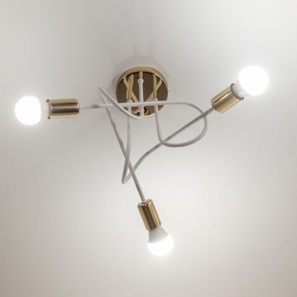 Piestiprināma griestu lampa OXFORD 3xE27/15W/230V zelta/balta