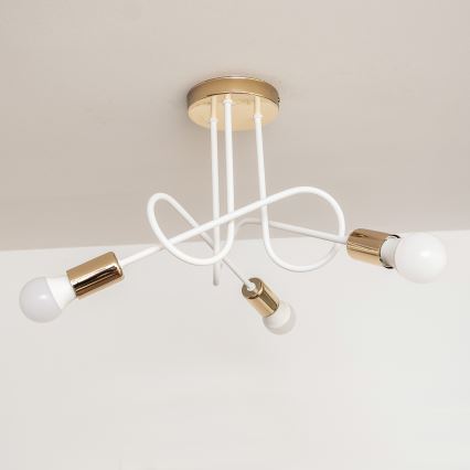 Piestiprināma griestu lampa OXFORD 3xE27/15W/230V zelta/balta