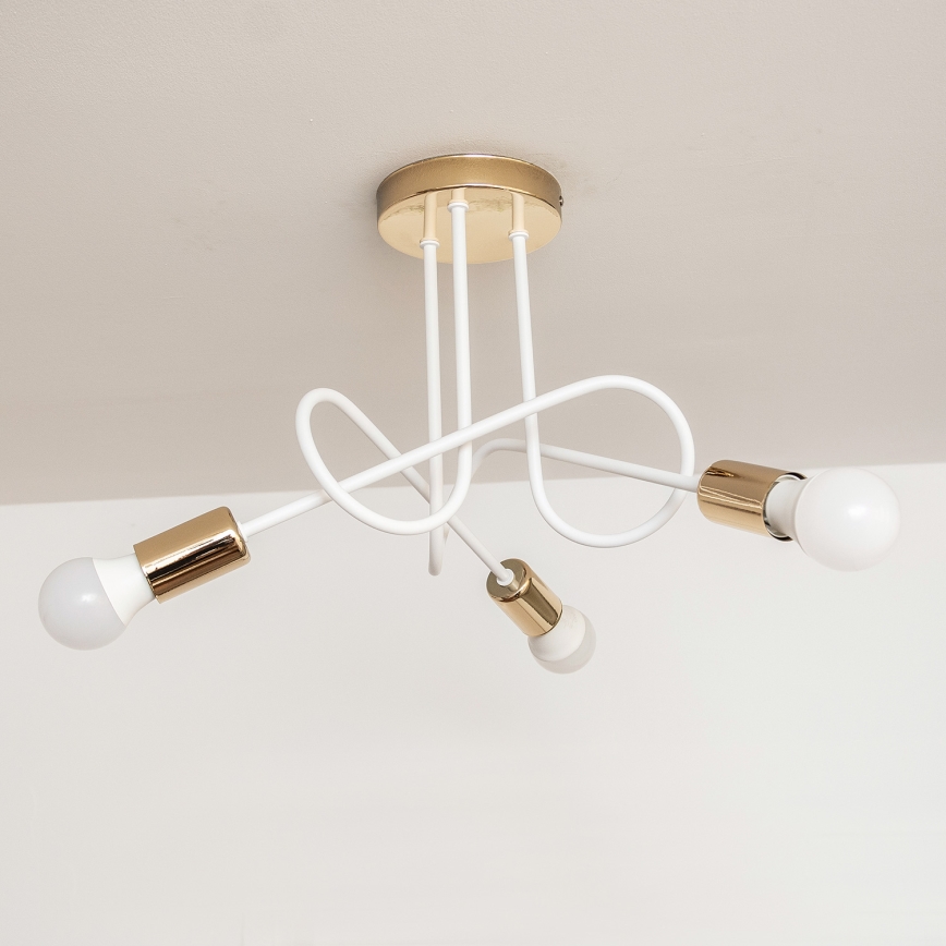 Piestiprināma griestu lampa OXFORD 3xE27/15W/230V zelta/balta