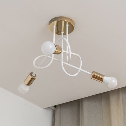 Piestiprināma griestu lampa OXFORD 3xE27/15W/230V zelta/balta