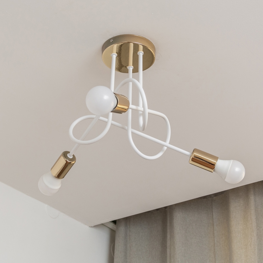 Piestiprināma griestu lampa OXFORD 3xE27/15W/230V zelta/balta