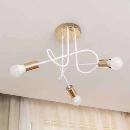 Piestiprināma griestu lampa OXFORD 3xE27/15W/230V zelta/balta