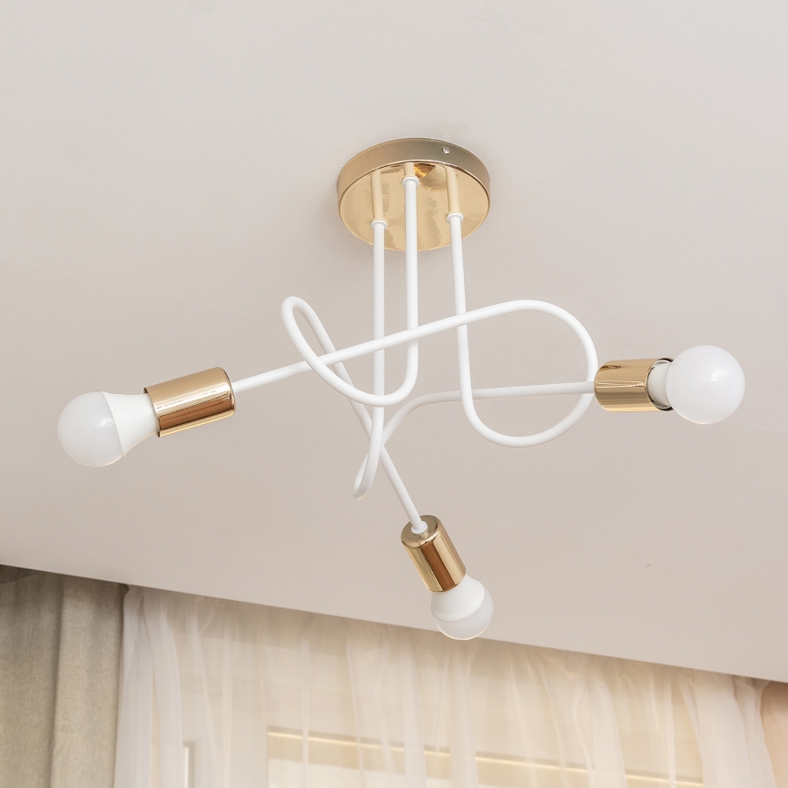 Piestiprināma griestu lampa OXFORD 3xE27/15W/230V zelta/balta