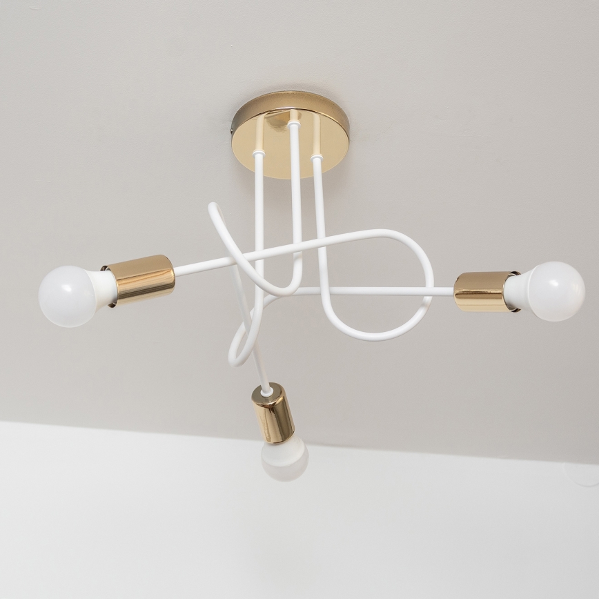 Piestiprināma griestu lampa OXFORD 3xE27/15W/230V zelta/balta