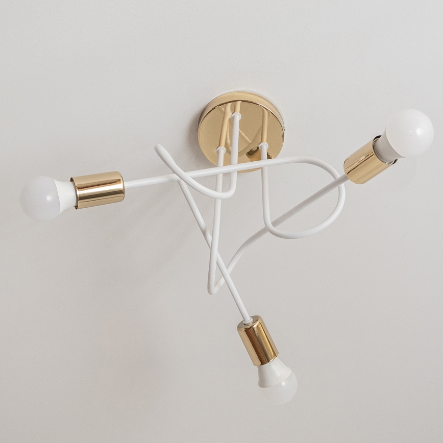 Piestiprināma griestu lampa OXFORD 3xE27/15W/230V zelta/balta