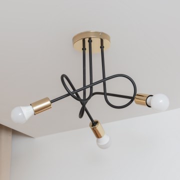 Piestiprināma griestu lampa OXFORD 3xE27/15W/230V zeltaina/melna