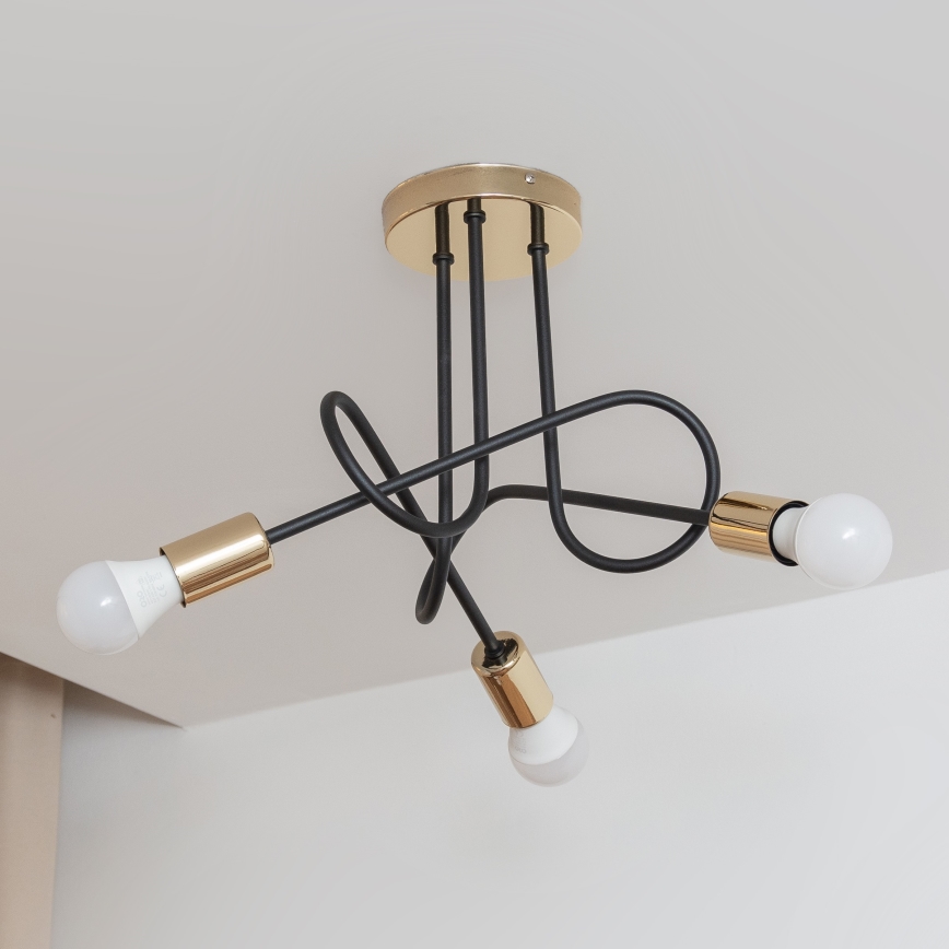 Piestiprināma griestu lampa OXFORD 3xE27/15W/230V zeltaina/melna