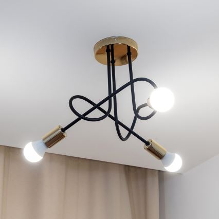 Piestiprināma griestu lampa OXFORD 3xE27/15W/230V zeltaina/melna
