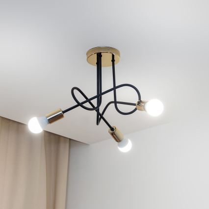 Piestiprināma griestu lampa OXFORD 3xE27/15W/230V zeltaina/melna