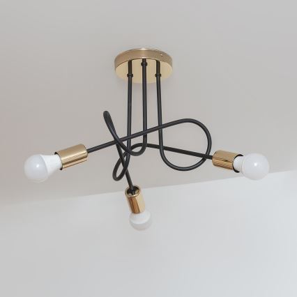 Piestiprināma griestu lampa OXFORD 3xE27/15W/230V zeltaina/melna