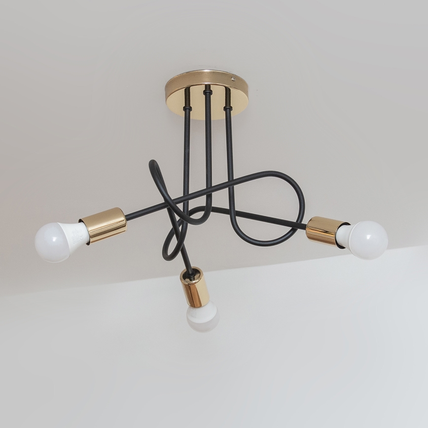 Piestiprināma griestu lampa OXFORD 3xE27/15W/230V zeltaina/melna