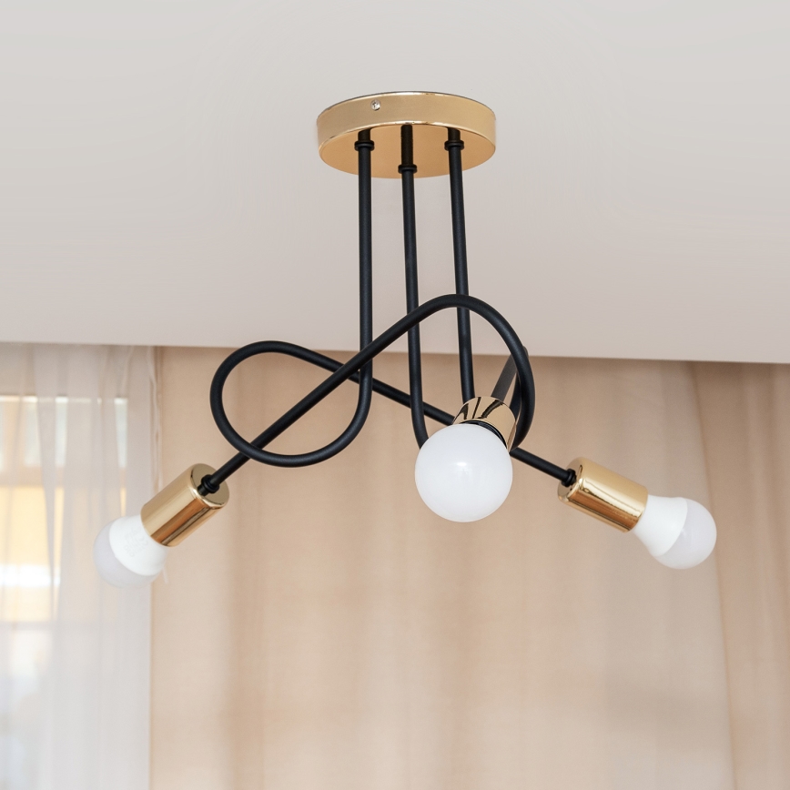 Piestiprināma griestu lampa OXFORD 3xE27/15W/230V zeltaina/melna