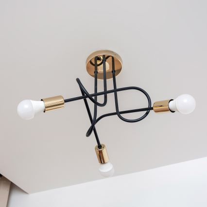 Piestiprināma griestu lampa OXFORD 3xE27/15W/230V zeltaina/melna