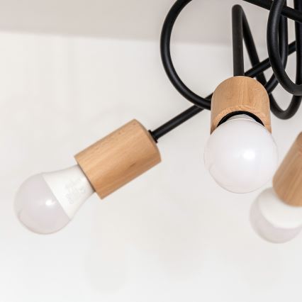 Piestiprināma griestu lampa OXFORD 5xE27/15W/230V priede/melna