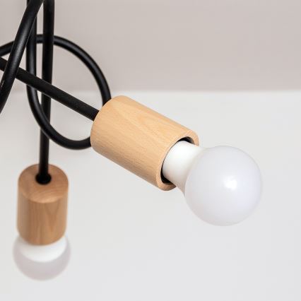Piestiprināma griestu lampa OXFORD 5xE27/15W/230V priede/melna