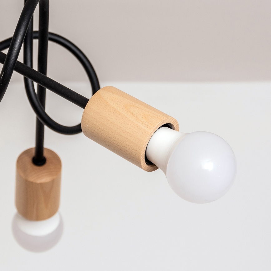 Piestiprināma griestu lampa OXFORD 5xE27/15W/230V priede/melna