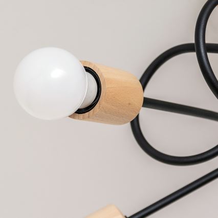 Piestiprināma griestu lampa OXFORD 5xE27/15W/230V priede/melna