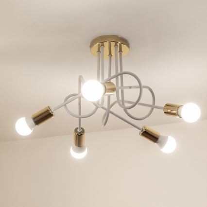 Piestiprināma griestu lampa OXFORD 5xE27/15W/230V zelta/balta