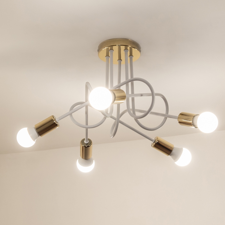 Piestiprināma griestu lampa OXFORD 5xE27/15W/230V zelta/balta