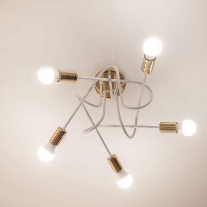 Piestiprināma griestu lampa OXFORD 5xE27/15W/230V zelta/balta