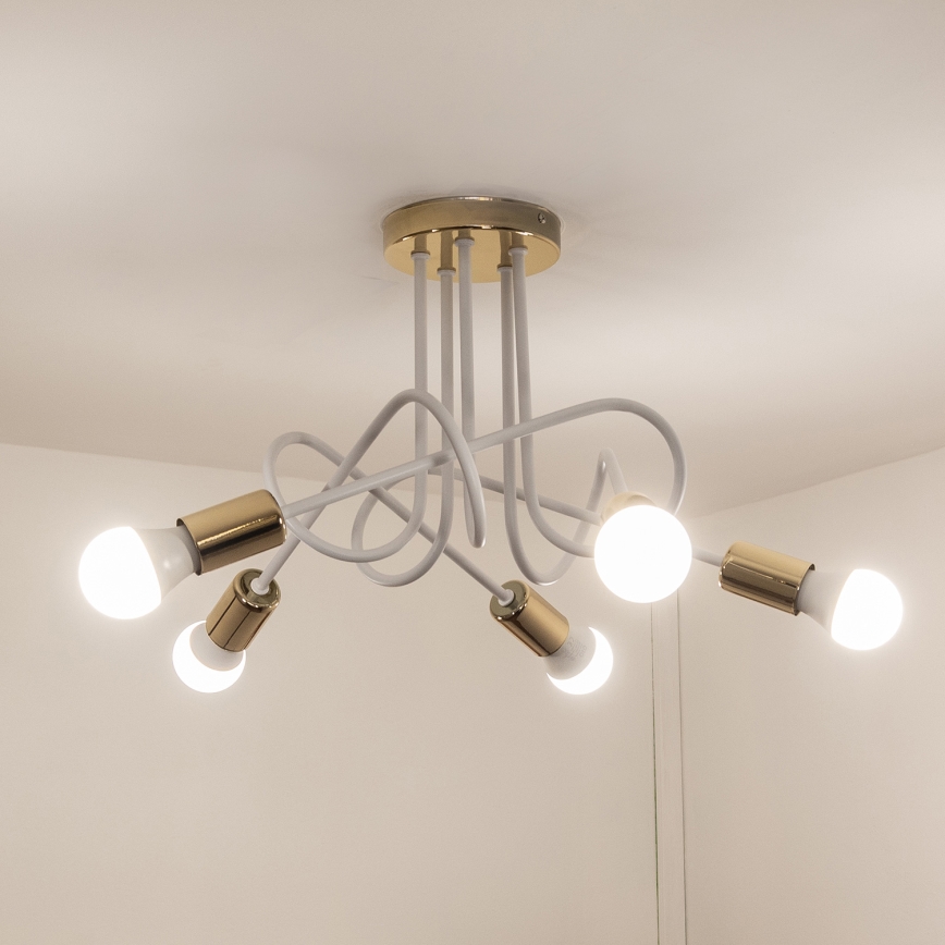 Piestiprināma griestu lampa OXFORD 5xE27/15W/230V zelta/balta