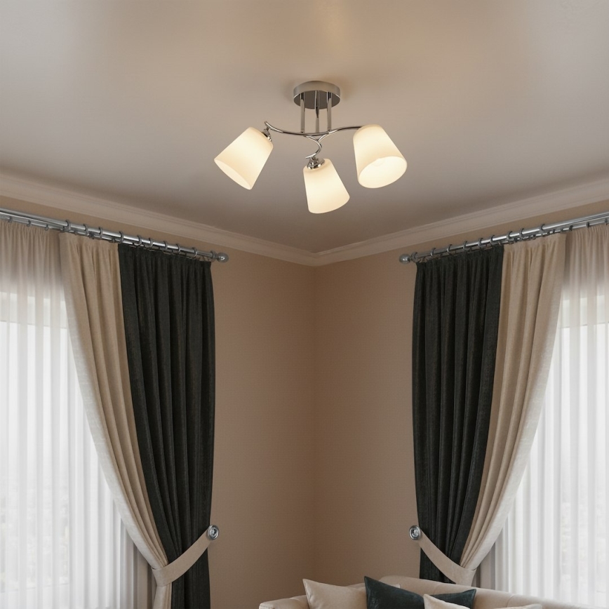 Piestiprināma griestu lampa PAFOS 3xE27/15W/230V glancēts hroms