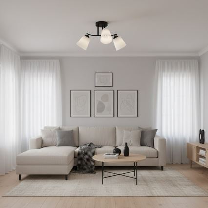 Piestiprināma griestu lampa PAFOS 3xE27/15W/230V melna