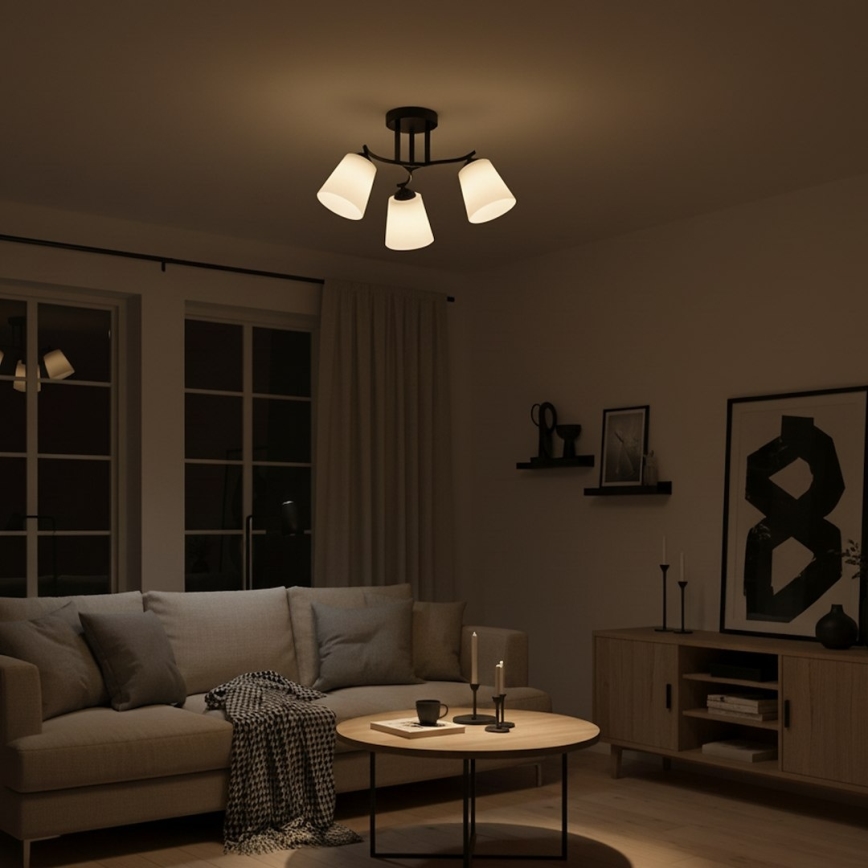 Piestiprināma griestu lampa PAFOS 3xE27/15W/230V melna