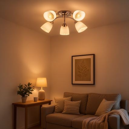 Piestiprināma griestu lampa PORTOS 5xE14/10W/230V spīdīgs hroms