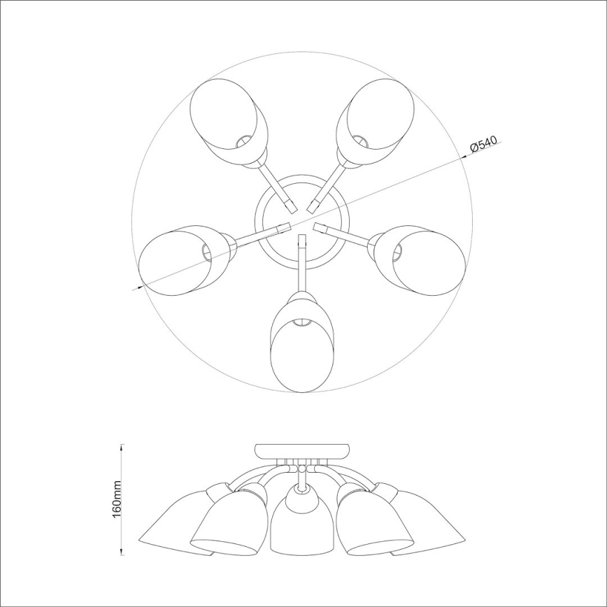 Piestiprināma griestu lampa PORTOS 5xE14/10W/230V spīdīgs hroms