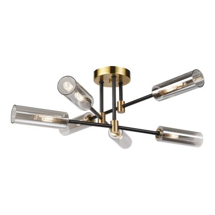 Piestiprināma griestu lampa TESSA 6xG9/5W/230V misiņš/dūmakaina melna